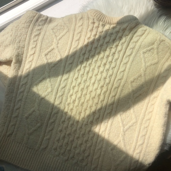 Irish 100% pure wool ivory fishermen sweater lge - Picture 5 of 6